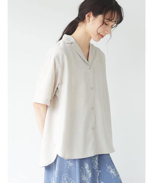Green　Parks（グリーンパークス）の「開襟シャツ＊（シャツ/ブラウス・レディース・グリーン/モカ/チャコールグレー/ナチュラル・FREE）」の10枚目の写真