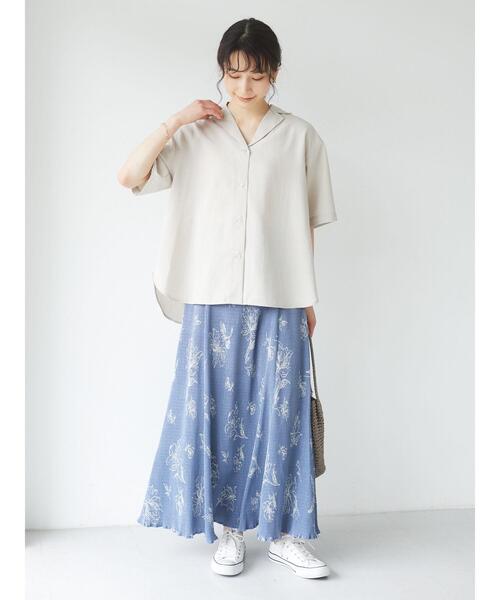 Green　Parks（グリーンパークス）の「開襟シャツ＊（シャツ/ブラウス・レディース・グリーン/モカ/チャコールグレー/ナチュラル・FREE）」の13枚目の写真