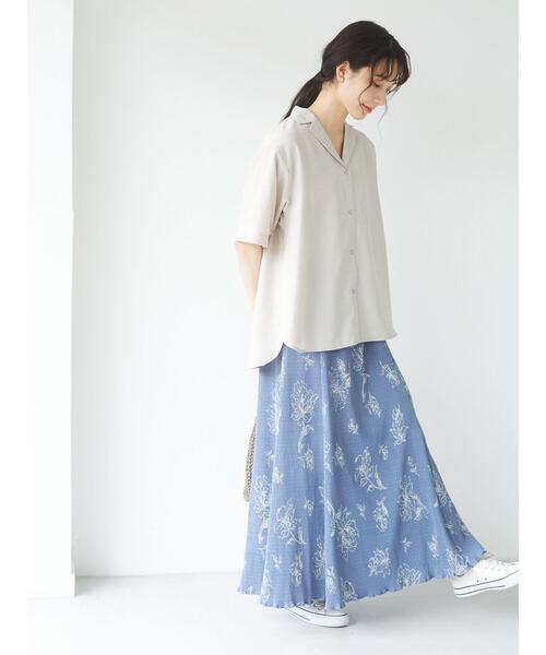 Green　Parks（グリーンパークス）の「開襟シャツ＊（シャツ/ブラウス・レディース・グリーン/モカ/チャコールグレー/ナチュラル・FREE）」の14枚目の写真