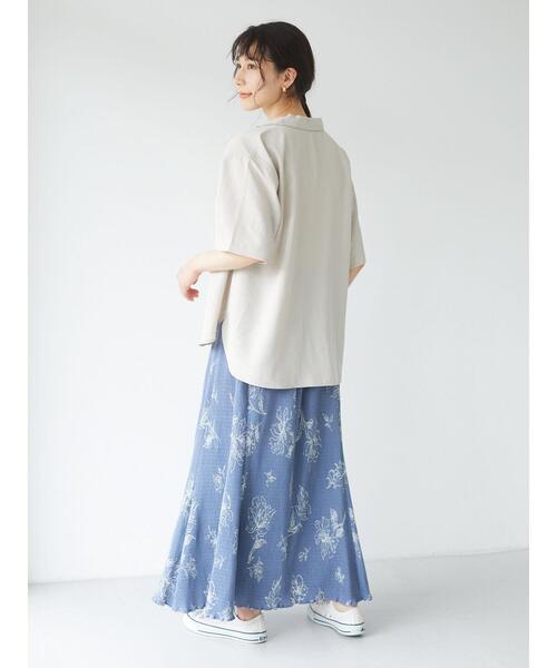 Green　Parks（グリーンパークス）の「開襟シャツ＊（シャツ/ブラウス・レディース・グリーン/モカ/チャコールグレー/ナチュラル・FREE）」の15枚目の写真