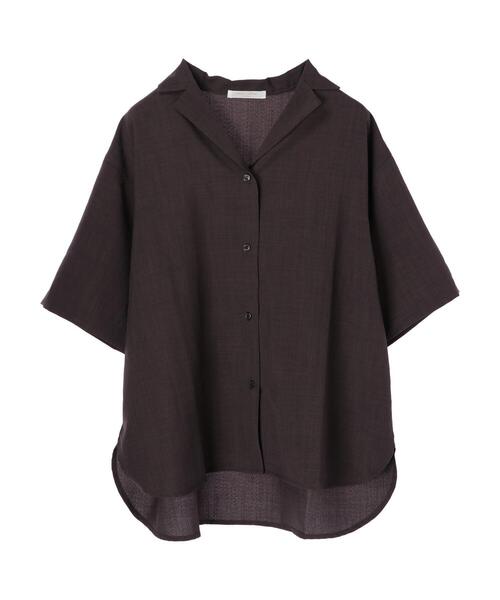 Green　Parks（グリーンパークス）の「開襟シャツ＊（シャツ/ブラウス・レディース・グリーン/モカ/チャコールグレー/ナチュラル・FREE）」の2枚目の写真