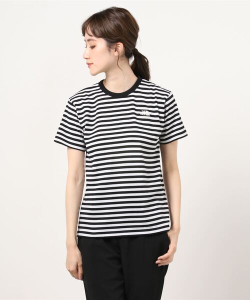 THE NORTH FACE(ザノースフェイス)の「ザ ノース フェイス THE NORTH FACE アウトドア 半袖Tシャツ S/S Multi Border Tee(ショートスリーブマルチボーダーティー)(Tシャツ/カットソー・レディース・ブラック/ネイビー・XL/L/M/S)」の2枚目の写真