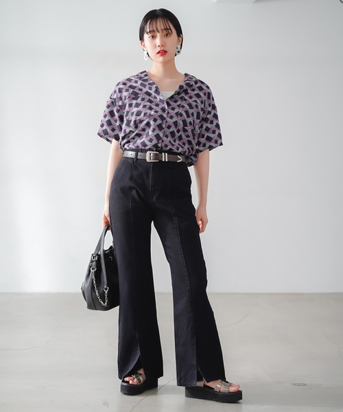 PAGEBOY（ページボーイ）の「モードジオメトリックシャツ（シャツ/ブラウス・レディース・ブルー系その他/ピンク系その他・FREE）」の6枚目の写真