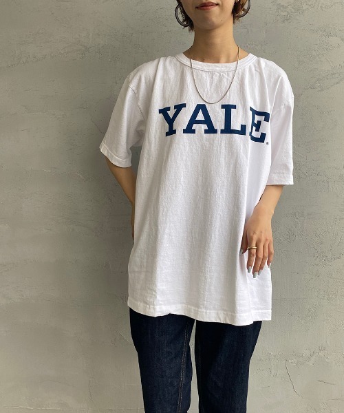 Champion（チャンピオン）の「[Champion/チャンピオン] YALE カレッジロゴプリントTシャツ（Tシャツ/カットソー・レディース・ホワイト/ネイビー・S/M/L）」の10枚目の写真