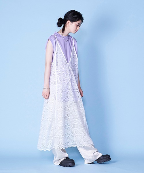 lautreamont BLEUBLANC(ロートレアモンブルーブラン)の「スカラップレースキャミワンピ(ワンピース・レディース・ホワイト/ネイビー・9号)」の5枚目の写真