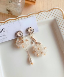 【RosraiE】フラワー ボール アシンメトリー ピアス(MA)