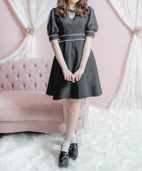 ROJITA(ロジータ)の「ハートバックルシアーワンピース(ワンピース・レディース・ピンク/ブラック・FREE)」の4枚目の写真
