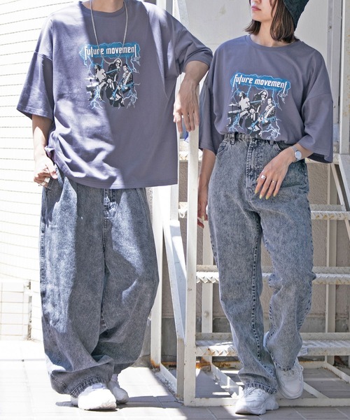 PairPair（ペアペア）の「アソートプリントTシャツ（ユニセックス）（Tシャツ/カットソー・レディース・オフホワイト/ダークパープル/マスタード/スミクロ/グレイッシュブルー/ホワイト系/ブラック系・FREE）」の7枚目の写真