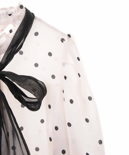 31 Sons de mode（トランテアン　ソン　ドゥ　モード）の「ドットプリントブラウス＆スカート【セットアップ】（ワンピース・レディース・グリーン/ブラック/クリーム・36）」の17枚目の写真