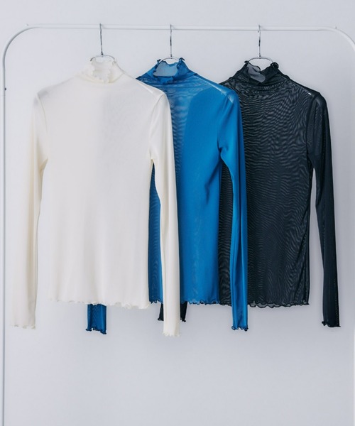 toucher du brise(トゥシェドブリーズ)の「透け感がポイント シアートップス(Tシャツ/カットソー・レディース・ブルー/ベージュ/ブラック/ブラウン/パープル/グレー・M)」の13枚目の写真