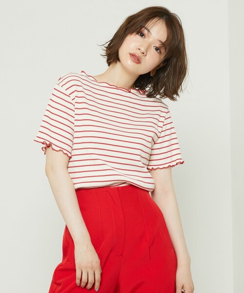 FREAK'S STORE(フリークスストア)の「メローボーダーTシャツ(Tシャツ/カットソー・レディース・グリーン/ネイビー/レッド・フリ-)」の6枚目の写真