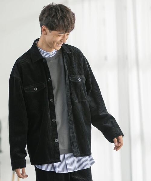 coen(コーエン)の「コーデュロイシェフシャツ"CHEF SHIRTS"(セットアップ対応)(シャツ/ブラウス・メンズ・ブラック/ナチュラル/ダークグリーン・MEDIUM/LARGE/SMALL/X-LARGE)」の4枚目の写真