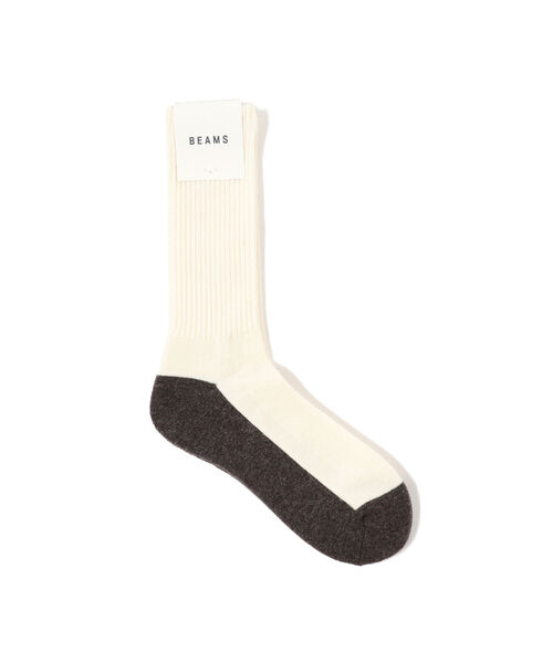 BEAMS（ビームス）の「BEAMS / ウール パイル ソックス（ソックス/靴下・メンズ・ブラック/ベージュ/ネイビー/オフホワイト・ONE SIZE）」の2枚目の写真