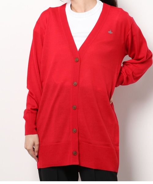 Vivienne Westwood（ヴィヴィアンウエストウッド）の「ﾌｧｲﾝｳｰﾙﾍﾞｰｼｯｸVﾈｯｸｶｰﾃﾞｨｶﾞﾝ（ニット/セーター・レディース・ブラック/レッド/ベージュ/ブルー・FREE）」の4枚目の写真