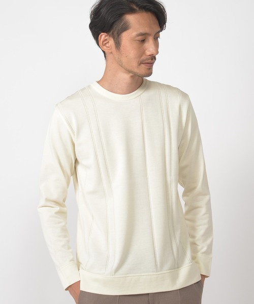 CROWDED CLOSET（クラウデッドクローゼット）の「14G（ゲージ）天竺ニット　《Made In Japan》（ニット/セーター・メンズ・ホワイト/ベージュ/グリーン/レンガ・02/03）」の2枚目の写真