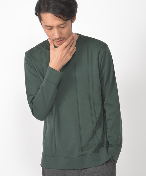 CROWDED CLOSET（クラウデッドクローゼット）の「14G（ゲージ）天竺ニット　《Made In Japan》（ニット/セーター・メンズ・ホワイト/ベージュ/グリーン/レンガ・02/03）」の8枚目の写真