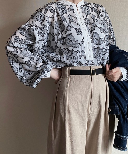 NICOLE CLUB（ニコル　クラブ）の「【NICOLE CLUB】配色ベルト付きタックパンツ（その他パンツ・レディース・ブラック/ベージュ/グレー系その他/ブラウン系その他・MEDIUM）」の14枚目の写真