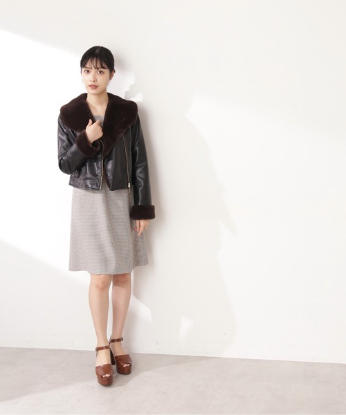 JILL by JILL STUART（ジルバイジルスチュアート）の「◇フェイクファーライダースジャケット（ライダースジャケット・レディース・ホワイト/ブラック/ベージュ・MEDIUM/SMALL）」の7枚目の写真