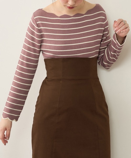 natural couture（ナチュラルクチュール）の「【WEB限定・大好評リバイバルアイテム】袖口配色スカラップニット（ニット/セーター・レディース・オフホワイト/ライトベージュ/ネイビー/ピンクベージュ/その他1/ブラウン/その他2・FREE）」の7枚目の写真