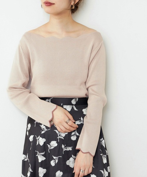 natural couture（ナチュラルクチュール）の「【WEB限定・大好評リバイバルアイテム】袖口配色スカラップニット（ニット/セーター・レディース・オフホワイト/ライトベージュ/ネイビー/ピンクベージュ/その他1/ブラウン/その他2・FREE）」の4枚目の写真