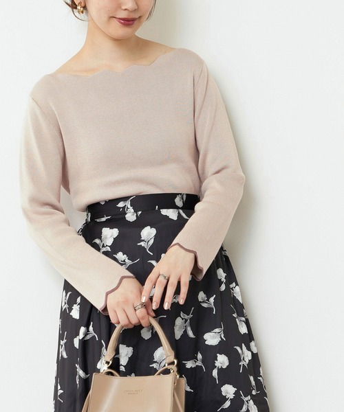 natural couture（ナチュラルクチュール）の「【WEB限定・大好評リバイバルアイテム】袖口配色スカラップニット（ニット/セーター・レディース・オフホワイト/ライトベージュ/ネイビー/ピンクベージュ/その他1/ブラウン/その他2・FREE）」の11枚目の写真