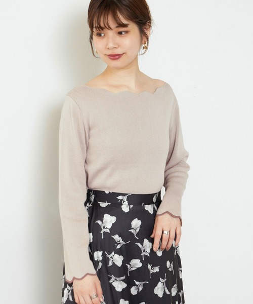 natural couture（ナチュラルクチュール）の「【WEB限定・大好評リバイバルアイテム】袖口配色スカラップニット（ニット/セーター・レディース・オフホワイト/ライトベージュ/ネイビー/ピンクベージュ/その他1/ブラウン/その他2・FREE）」の13枚目の写真