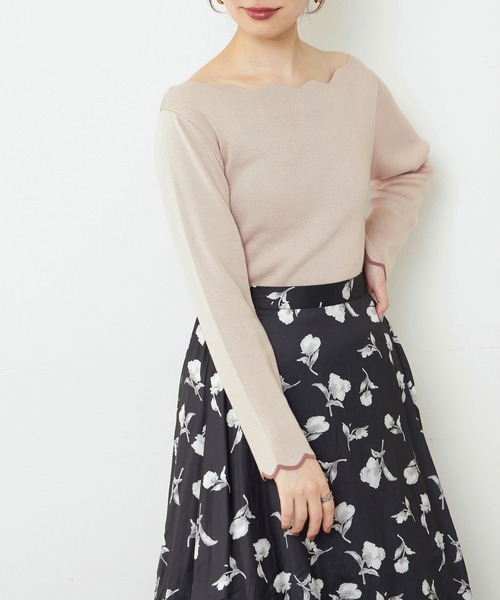 natural couture（ナチュラルクチュール）の「【WEB限定・大好評リバイバルアイテム】袖口配色スカラップニット（ニット/セーター・レディース・オフホワイト/ライトベージュ/ネイビー/ピンクベージュ/その他1/ブラウン/その他2・FREE）」の12枚目の写真