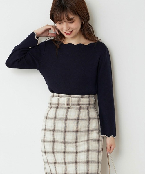 natural couture（ナチュラルクチュール）の「【WEB限定・大好評リバイバルアイテム】袖口配色スカラップニット（ニット/セーター・レディース・オフホワイト/ライトベージュ/ネイビー/ピンクベージュ/その他1/ブラウン/その他2・FREE）」の17枚目の写真