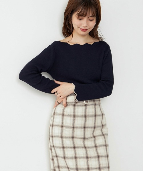 natural couture（ナチュラルクチュール）の「【WEB限定・大好評リバイバルアイテム】袖口配色スカラップニット（ニット/セーター・レディース・オフホワイト/ライトベージュ/ネイビー/ピンクベージュ/その他1/ブラウン/その他2・FREE）」の16枚目の写真