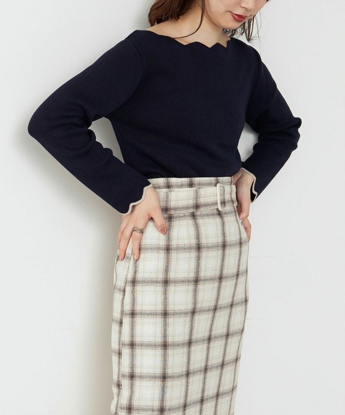 natural couture（ナチュラルクチュール）の「【WEB限定・大好評リバイバルアイテム】袖口配色スカラップニット（ニット/セーター・レディース・オフホワイト/ライトベージュ/ネイビー/ピンクベージュ/その他1/ブラウン/その他2・FREE）」の15枚目の写真