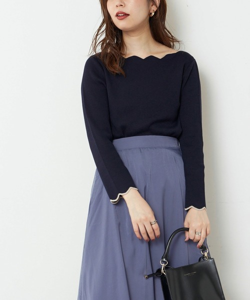 natural couture（ナチュラルクチュール）の「【WEB限定・大好評リバイバルアイテム】袖口配色スカラップニット（ニット/セーター・レディース・オフホワイト/ライトベージュ/ネイビー/ピンクベージュ/その他1/ブラウン/その他2・FREE）」の20枚目の写真