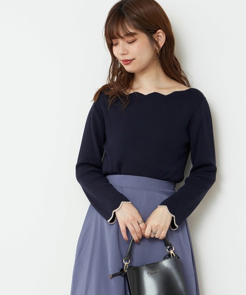 natural couture（ナチュラルクチュール）の「【WEB限定・大好評リバイバルアイテム】袖口配色スカラップニット（ニット/セーター・レディース・オフホワイト/ライトベージュ/ネイビー/ピンクベージュ/その他1/ブラウン/その他2・FREE）」の21枚目の写真