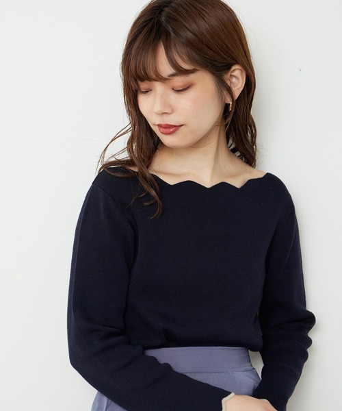 natural couture（ナチュラルクチュール）の「【WEB限定・大好評リバイバルアイテム】袖口配色スカラップニット（ニット/セーター・レディース・オフホワイト/ライトベージュ/ネイビー/ピンクベージュ/その他1/ブラウン/その他2・FREE）」の19枚目の写真