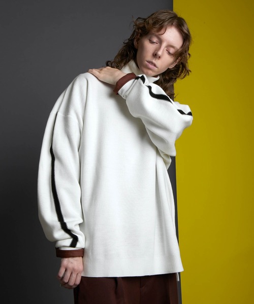 ENDER PRODUCTS（エンダープロダクツ）の「オーバーサイズ ミラノリブ ラインスリーブ タートルネックニット 【ENDER PRODUCTS/エンダープロダクツ】（ニット/セーター・メンズ・ホワイト/ブラック/グレイッシュベージュ/ベージュ系その他/オレンジ・M/L）」の12枚目の写真