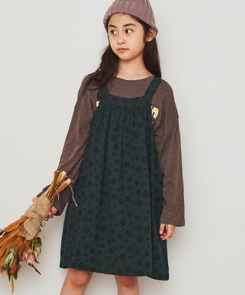 &yam(アンドヤム)の「ジャガードドットキャミワンピース(ワンピース・キッズ・グリーン・120-130cm/100-110cm/130-140cm/110-120cm)」の1枚目の写真