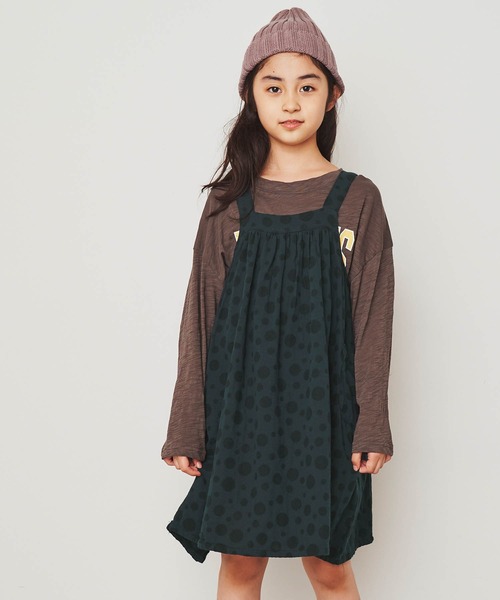 &yam(アンドヤム)の「ジャガードドットキャミワンピース(ワンピース・キッズ・グリーン・120-130cm/100-110cm/130-140cm/110-120cm)」の2枚目の写真