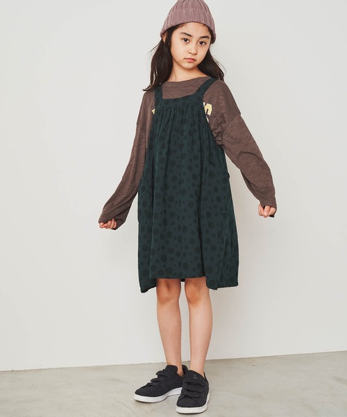 &yam(アンドヤム)の「ジャガードドットキャミワンピース(ワンピース・キッズ・グリーン・120-130cm/100-110cm/130-140cm/110-120cm)」の5枚目の写真