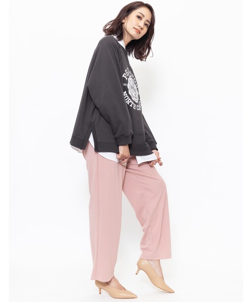 mili an deni（ミリアンデニ）の「カレッジロゴサイドスリットスウェットPO（スウェット・レディース・チャコールグレー/ベージュ/グリーン/モカ・M/L）」の20枚目の写真