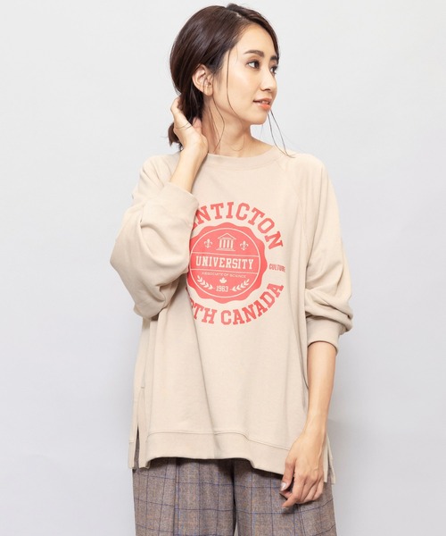 mili an deni（ミリアンデニ）の「カレッジロゴサイドスリットスウェットPO（スウェット・レディース・チャコールグレー/ベージュ/グリーン/モカ・M/L）」の12枚目の写真