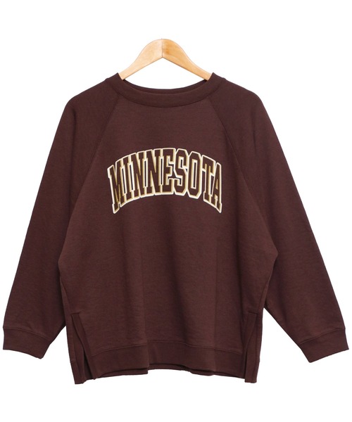 mili an deni（ミリアンデニ）の「カレッジロゴサイドスリットスウェットPO（スウェット・レディース・チャコールグレー/ベージュ/グリーン/モカ・M/L）」の7枚目の写真