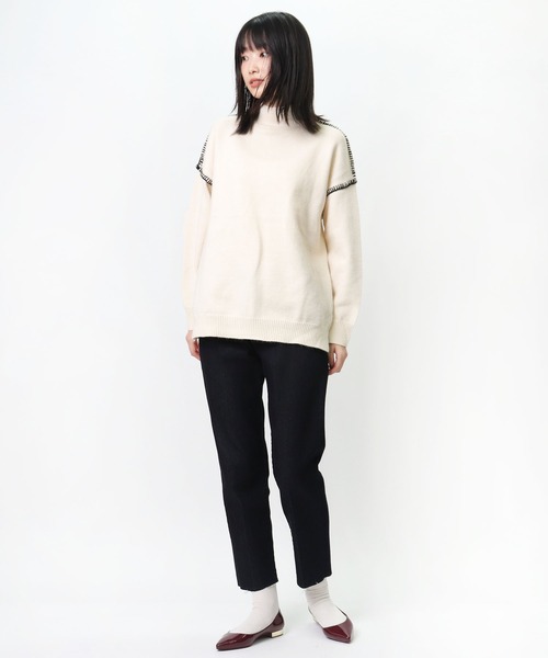 salle de bal(サルデバル)の「salle de bal / サルデバル モックネックハンドステッチニット プルオーバー Hand stitch knit MEI(ニット/セーター・レディース・ブラウン/ブラック/アイボリー・FREE)」の15枚目の写真