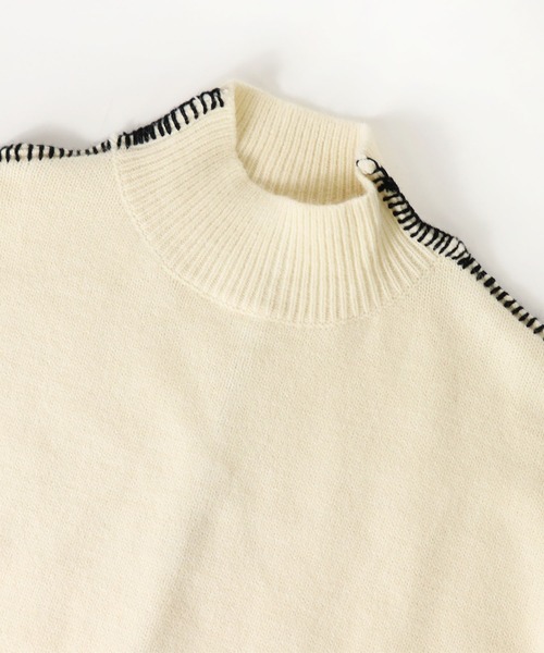 salle de bal(サルデバル)の「salle de bal / サルデバル モックネックハンドステッチニット プルオーバー Hand stitch knit MEI(ニット/セーター・レディース・ブラウン/ブラック/アイボリー・FREE)」の10枚目の写真