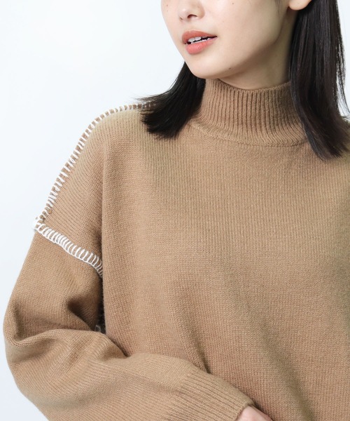 salle de bal(サルデバル)の「salle de bal / サルデバル モックネックハンドステッチニット プルオーバー Hand stitch knit MEI(ニット/セーター・レディース・ブラウン/ブラック/アイボリー・FREE)」の18枚目の写真