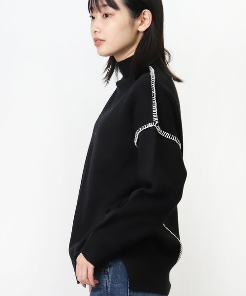 salle de bal(サルデバル)の「salle de bal / サルデバル モックネックハンドステッチニット プルオーバー Hand stitch knit MEI(ニット/セーター・レディース・ブラウン/ブラック/アイボリー・FREE)」の11枚目の写真