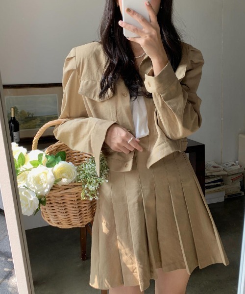 mood for a day(ムードフォーアデイ)の「precious set up / ジャケットアンドスカートセットアップ(セットアップ・レディース・ベージュ・FREE)」の1枚目の写真