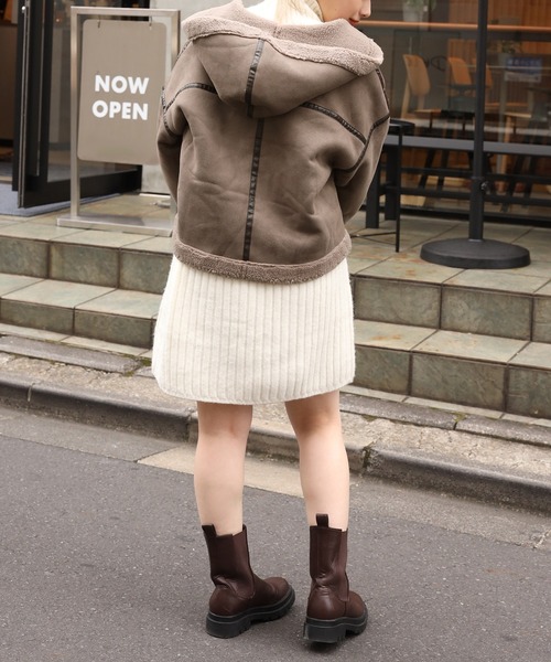 one after another NICE CLAUP（ワンアフターアナザーナイスクラップ）の「ウエスト丈が使いやすい！ボンバーショートジャケット（その他アウター・レディース・アイボリー/ブラウン系その他・FREE）」の11枚目の写真