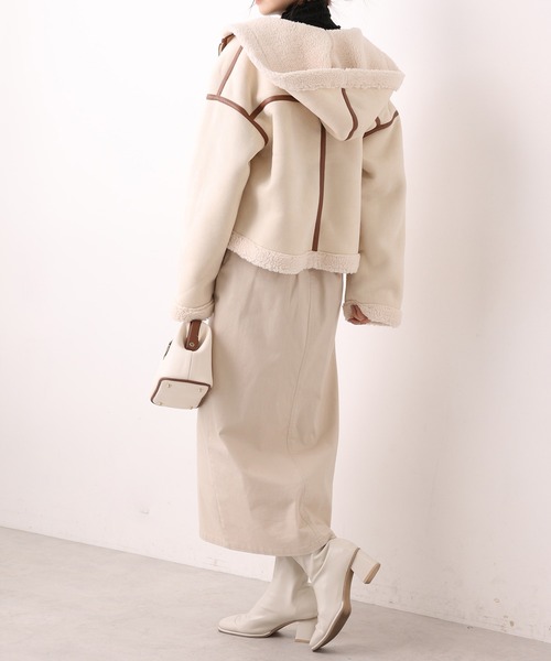 one after another NICE CLAUP（ワンアフターアナザーナイスクラップ）の「ウエスト丈が使いやすい！ボンバーショートジャケット（その他アウター・レディース・アイボリー/ブラウン系その他・FREE）」の7枚目の写真