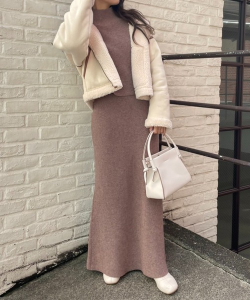 one after another NICE CLAUP（ワンアフターアナザーナイスクラップ）の「ウエスト丈が使いやすい！ボンバーショートジャケット（その他アウター・レディース・アイボリー/ブラウン系その他・FREE）」の17枚目の写真