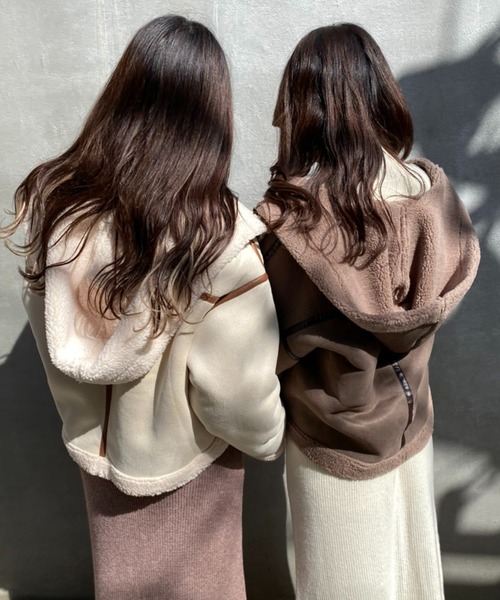 one after another NICE CLAUP（ワンアフターアナザーナイスクラップ）の「ウエスト丈が使いやすい！ボンバーショートジャケット（その他アウター・レディース・アイボリー/ブラウン系その他・FREE）」の18枚目の写真