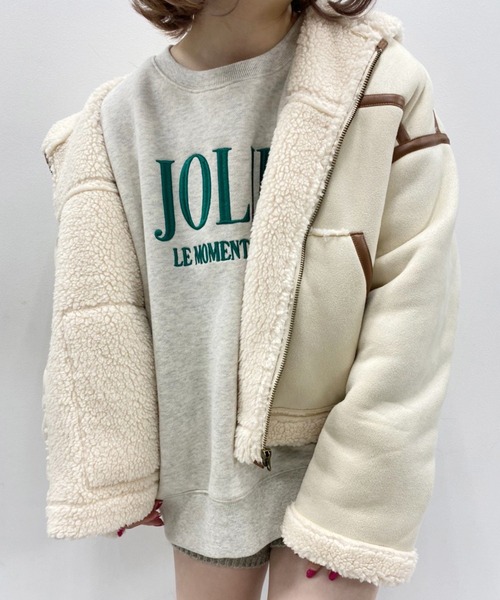 one after another NICE CLAUP（ワンアフターアナザーナイスクラップ）の「ウエスト丈が使いやすい！ボンバーショートジャケット（その他アウター・レディース・アイボリー/ブラウン系その他・FREE）」の22枚目の写真